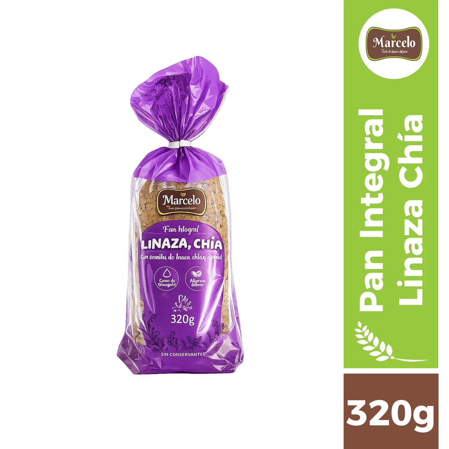 Pan de molde integral linaza chia 320g Marcelo