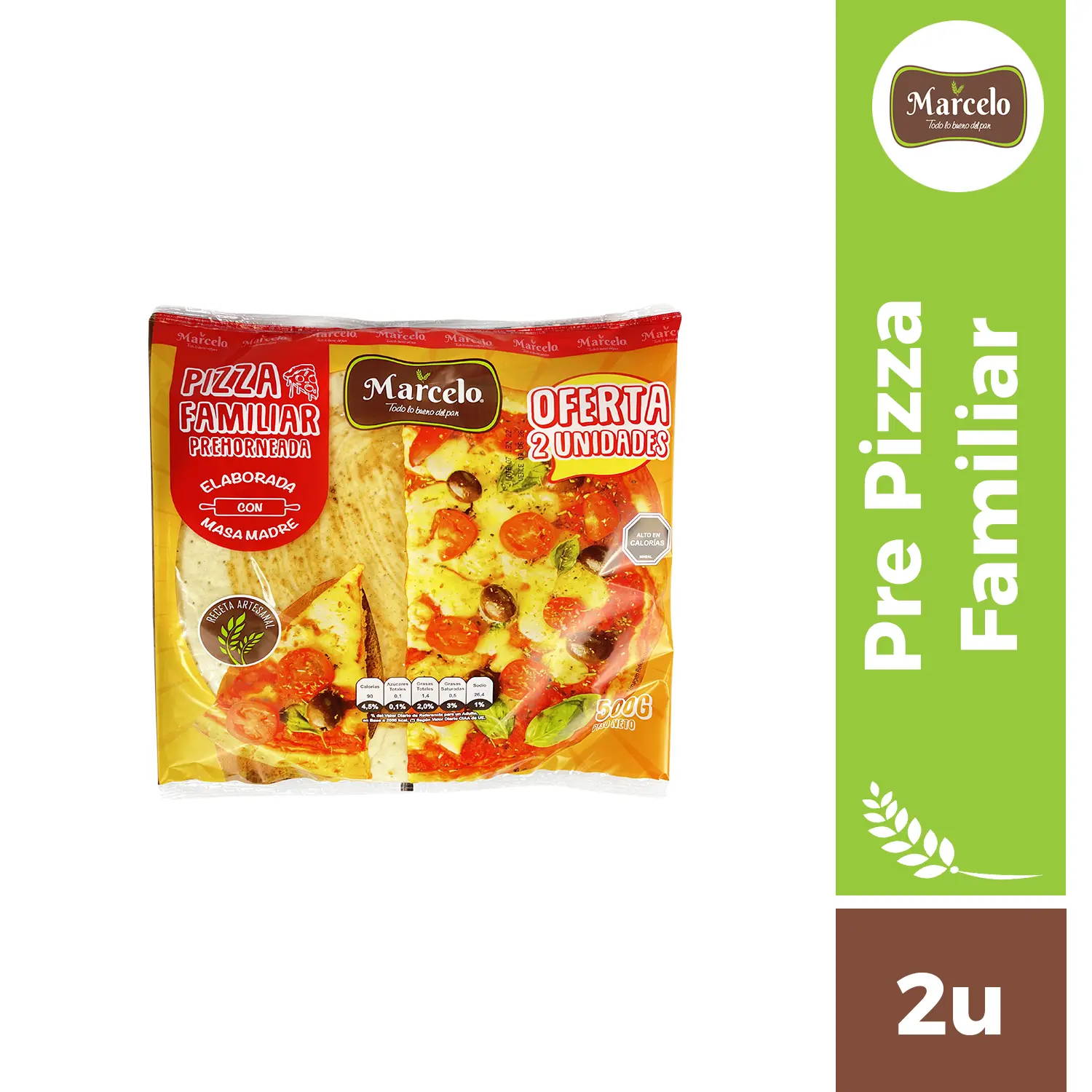 Masas prepizza familiar prehorneada 2u Marcelo