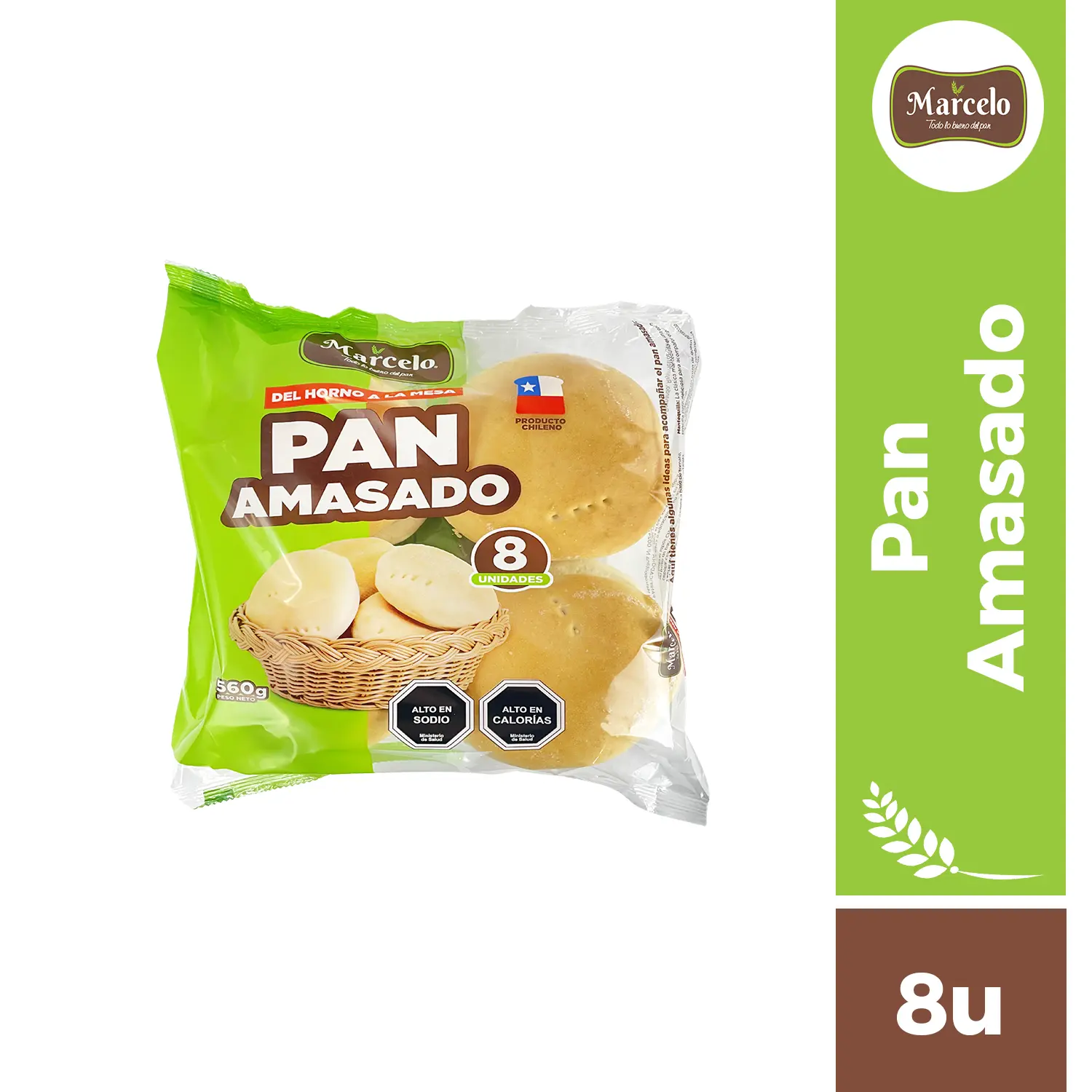Pan amasado 8 unidades 560g Marcelo