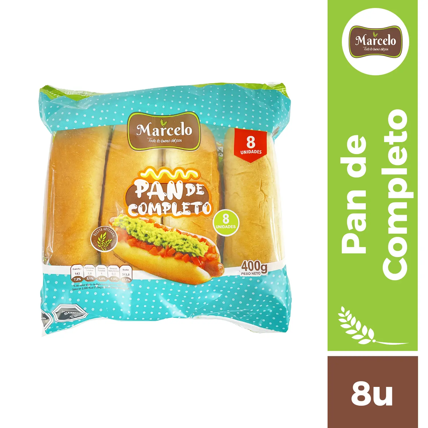 Pan de completo 8 unidades Marcelo