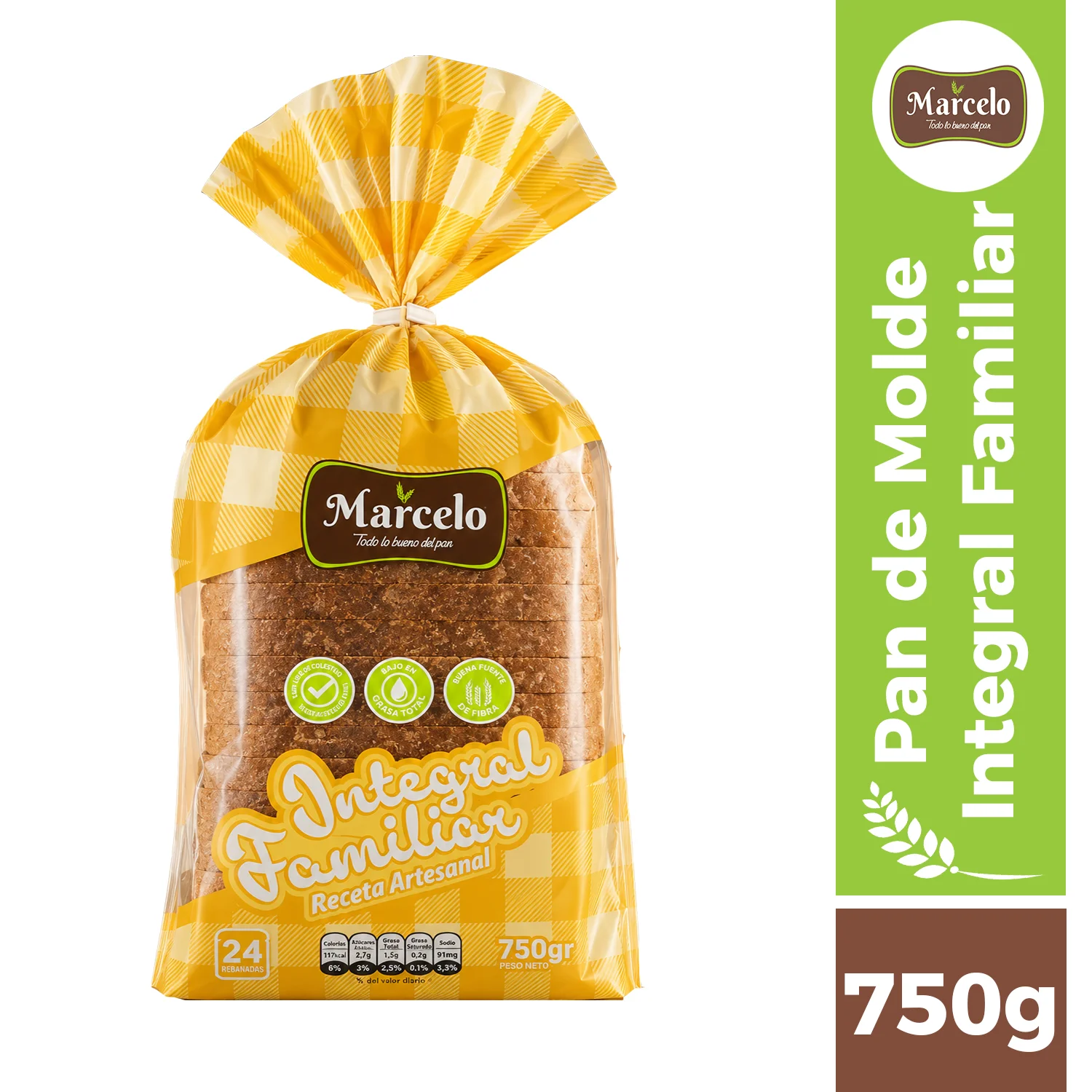 Pan de molde integral familiar 750g Marcelo