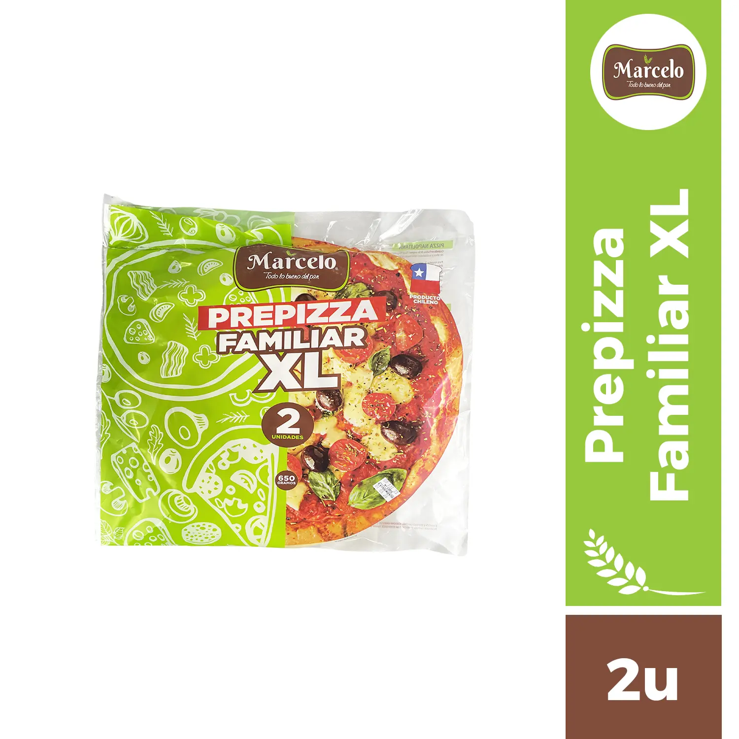 Masas prepizza familiar XL prehorneada 2u Marcelo