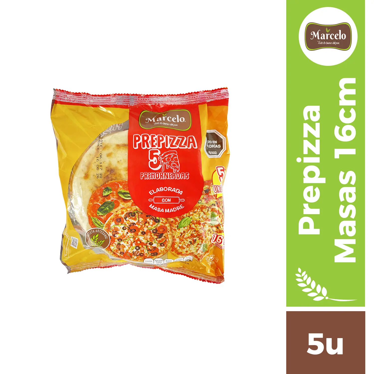 Masas prepizza 16cm prehorneada 5u Marcelo