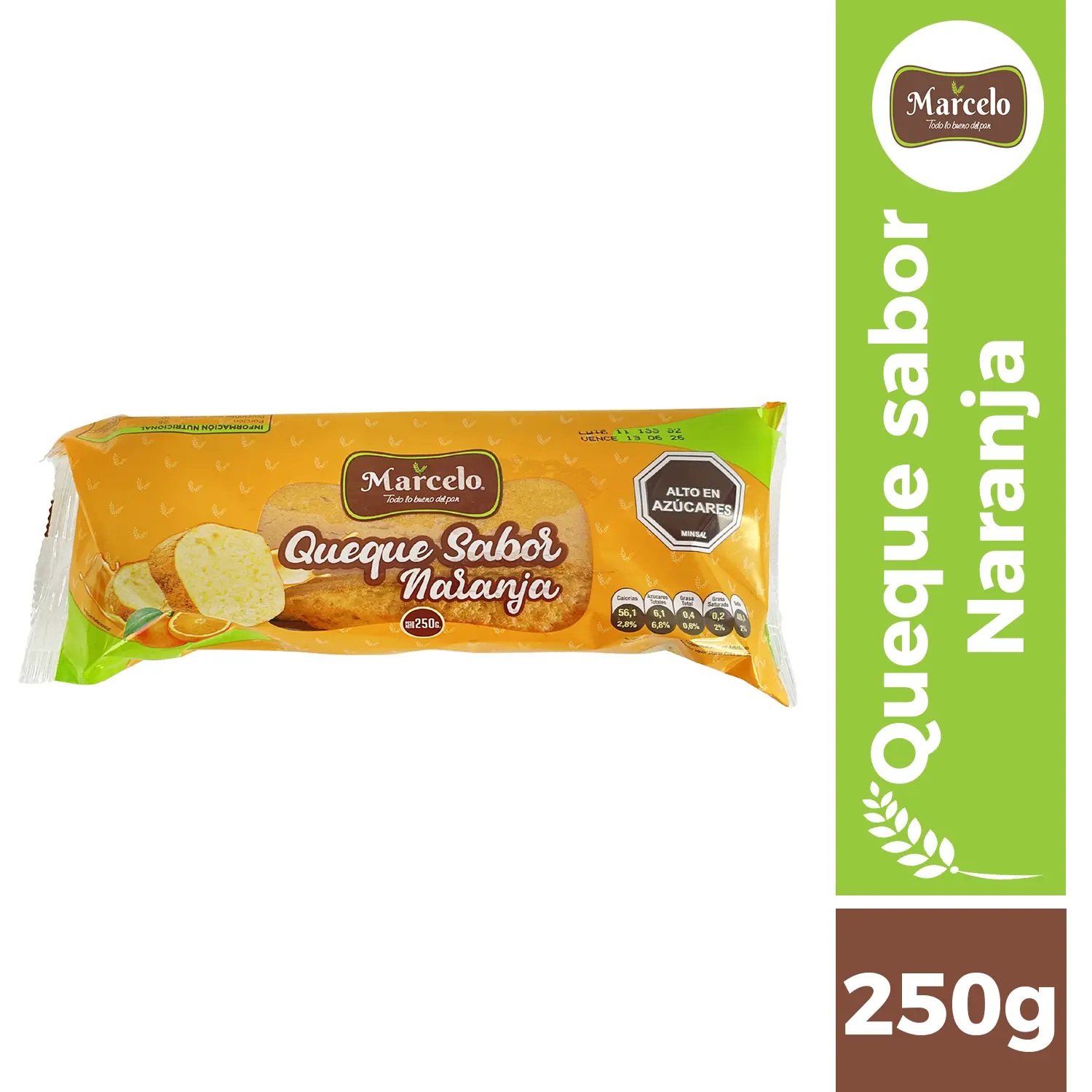 Queque sabor naranja 250g Marcelo