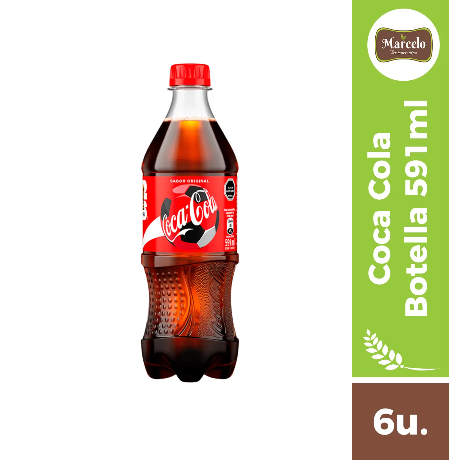 Coca Cola Original Botella 591ml 6 unidades