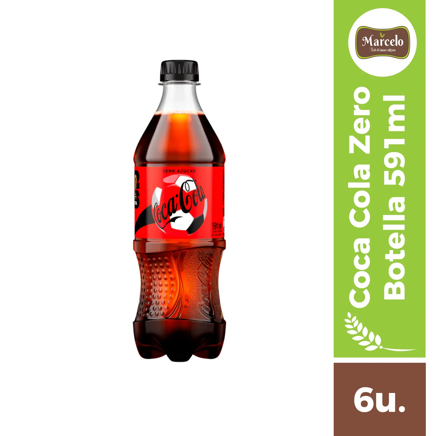 Coca Cola Zero Botella 591ml 6 unidades