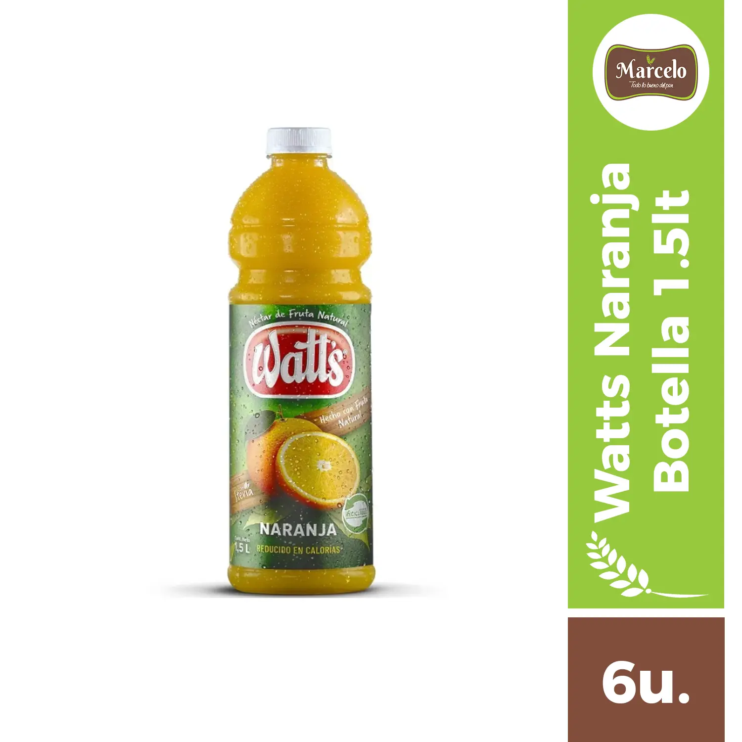 Jugo néctar Watt´s naranja boca ancha 1.5 litros 6 unidades