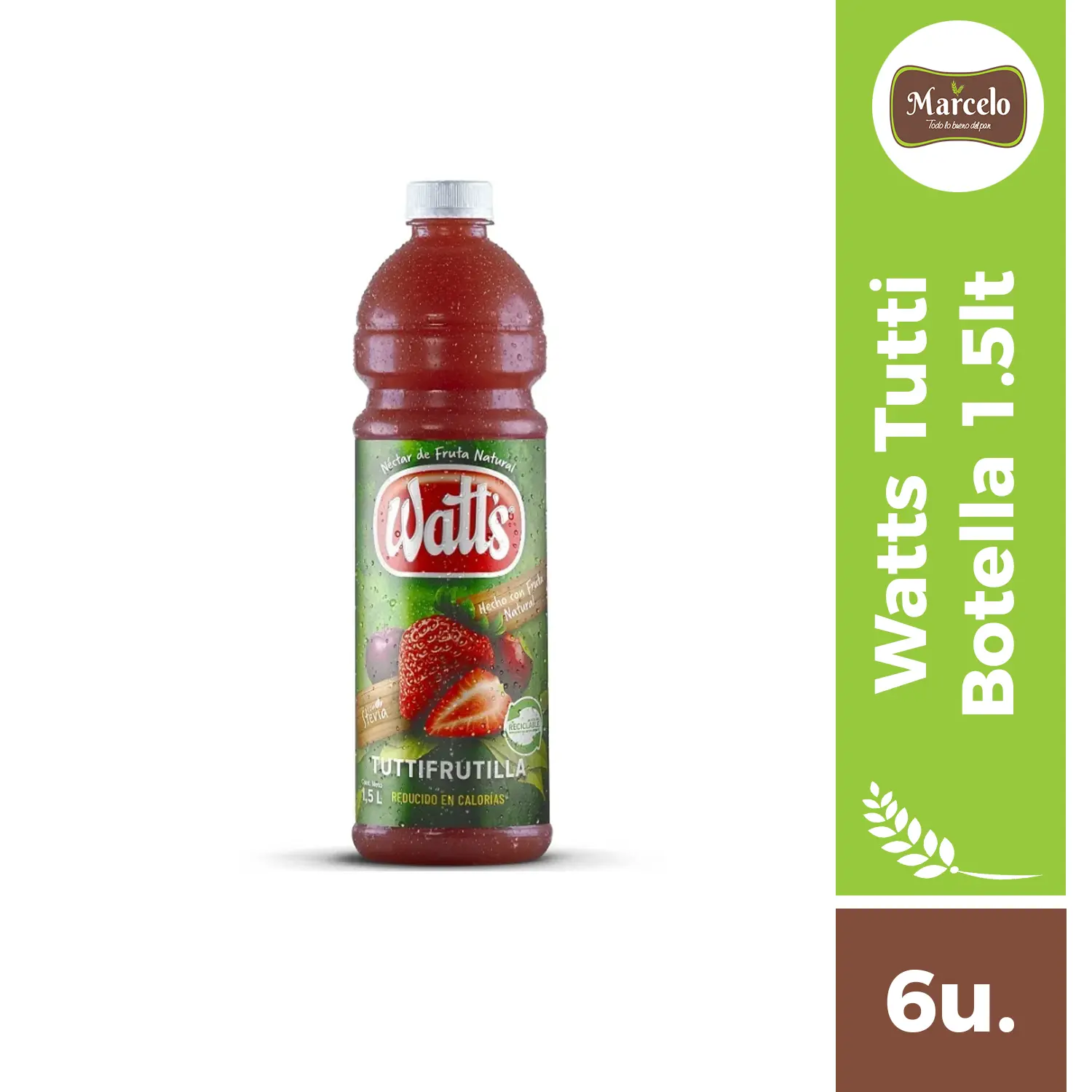 Jugo néctar Watt´s tuttifrutilla boca ancha 1.5 litros 6 unidades